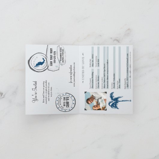 カンクンメキシコパスポート結婚式招待状 招待状 (内部)