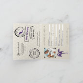 カンクンメキシコパープルトロピカル結婚パスポート 招待状 (内部)