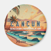 カンクンメキシコパームツリーサンセットトラベル土産 マグネット (正面)