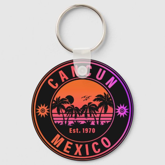カンクンメキシコパームツリーズヴィンテージ旅行記念品 キーホルダー (正面)