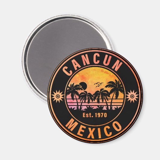 カンクンメキシコパームツリーズヴィンテージ旅行記念品 マグネット (正面/裏面)