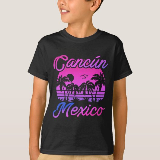 カンクンメキシコパームツリーズヴィンテージ旅行記念品 Tシャツ (正面)