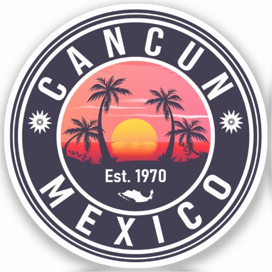 カンクンメキシコパームツリーヴィンテージトラベル土産 シール (正面)