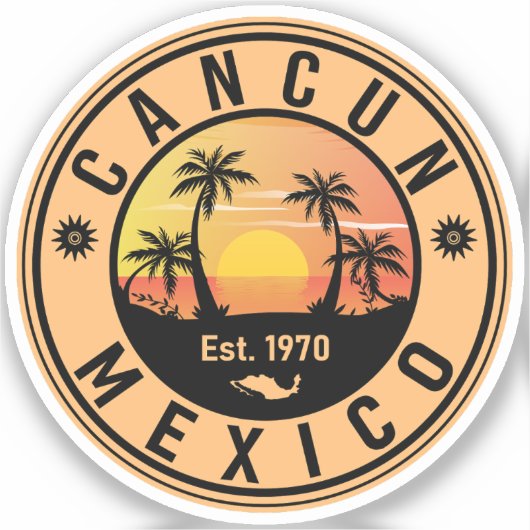 カンクンメキシコパームツリーヴィンテージトラベル土産 シール (正面)