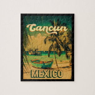 カンクンメキシコパームツリーヴィンテージトラベル土産 ジグソーパズル