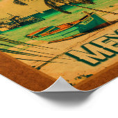 カンクンメキシコパームツリーヴィンテージトラベル土産 ポスター (角)