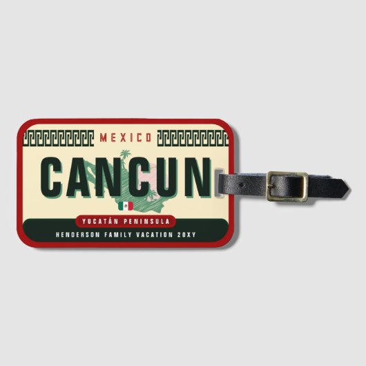 カンクンメキシコパームツリーヴィンテージトラベル土産 ラゲッジタグ (正面横)