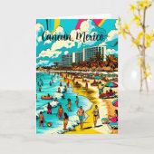 カンクンメキシコビーチと漫画ブックアーポップ・アートのトヴィベ カード (黄色い花)