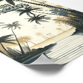 カンクンメキシコヴィンテージビーチワールドトラベルレトロアート ポスター (角)