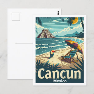 カンクンメキシコヴィンテージ有名な旅行の場所 ポストカード