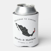 カンクンメキシコ地図ミニマル結婚リストの歓迎 缶クーラー (缶正面)