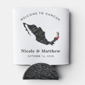 カンクンメキシコ地図ミニマル結婚リストの歓迎 缶クーラー (裏面)