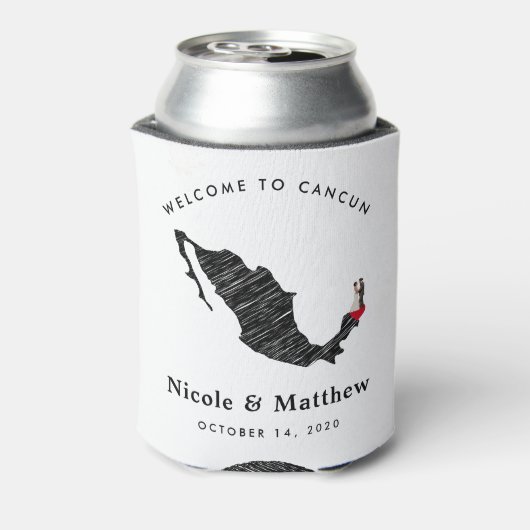 カンクンメキシコ地図ミニマル結婚リストの歓迎 缶クーラー (缶裏面)