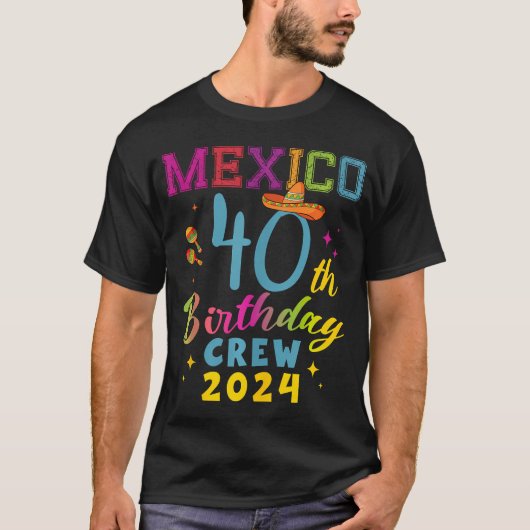 カンクンメキシコ40th誕生日クルー2024 40年バット tシャツ (正面)