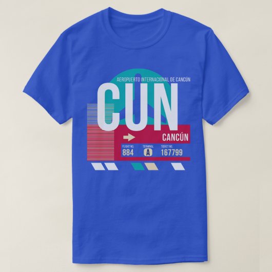 カンクンメキシコCUN空港コード手荷物ラベル Tシャツ (デザイン正面)