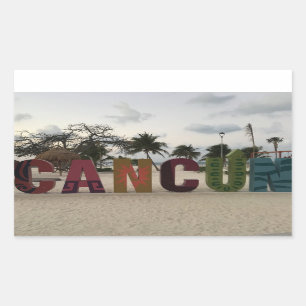 カンクン徴候 – Playa Delfines, Mexicoスタンプ 長方形シール