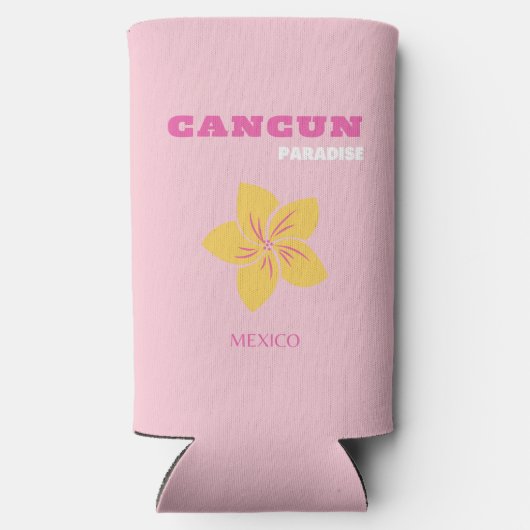 カンクン旅行アート,メキシコ名門私立校風の,ピンクア名門私立校風のート スリム缶クーラー (裏面)