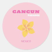 カンクン旅行アート,メキシコ名門私立校風の,ピンクア名門私立校風のート ラウンドシール (正面)