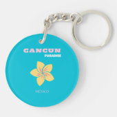 カンクン旅行アート、メキシコ旅行アート、名門私立校風のブルー キーホルダー (裏面)