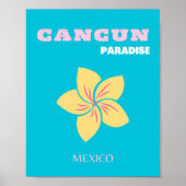 カンクン旅行アート、メキシコ旅行アート、名門私立校風のブルー ポスター (正面)