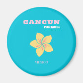 カンクン旅行アート、メキシコ旅行アート、名門私立校風のブルー マグネット (正面)