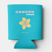 カンクン旅行アート、メキシコ旅行アート、名門私立校風のブルー 缶クーラー (裏面)