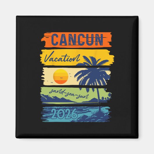 カンクン旅行 2026 海 砂 ビーチ 夏の旅 リ マグネット (正面)