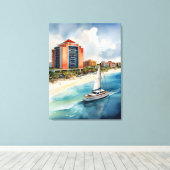 カンクン水彩画 キャンバスプリント (インサイチュ (ウッドフロア))