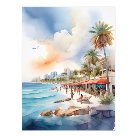 カンクン水彩画 フォトプリント            (正面)