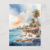 カンクン水彩画 ポストカード (正面)