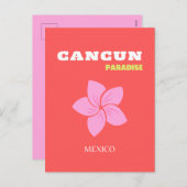 カンクン、カンクン旅行アート名門私立校風の、ピンク、赤 シーズンポストカード (正面/裏面)