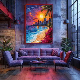 カンクン・スカイラインのポスター – メ鮮やかキシカンビーチアート ポスター