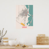 カンクン – メキシコチョークシティの地図 ポスター (キッチン)