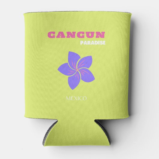 カンクン，メキシコ旅行アート，トロピカルアート，緑 缶クーラー (正面)