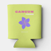 カンクン，メキシコ旅行アート，トロピカルアート，緑 缶クーラー (裏面)