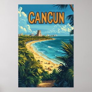カンクン メキシコ アート ビンテージ イラスト 旅行 ポスター