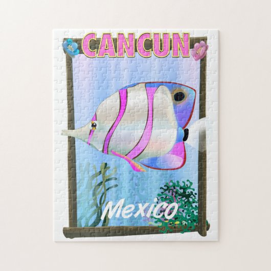 カンクン メキシコ トロピカル 旅行ポスター ジグソーパズル (縦)