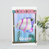 カンクン メキシコ トロピカル 旅行 ポスター 便箋 (スタンド正面)