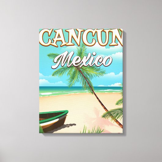 カンクン メキシコ ビーチ ポスター キャンバスプリント (正面)