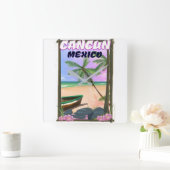 カンクン メキシコ ビーチ ポスター スクエア壁時計 (ホーム)