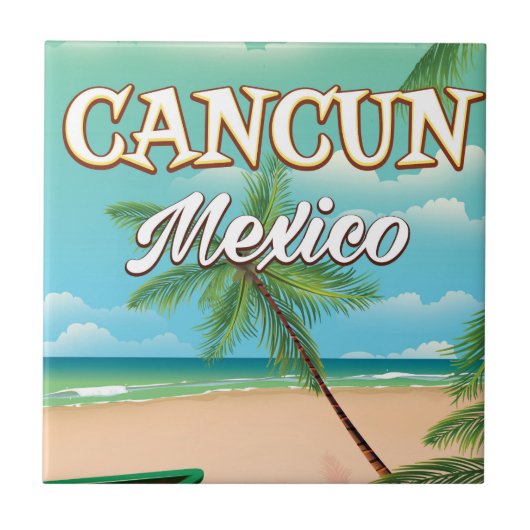 カンクン メキシコ ビーチ ポスター タイル (正面)