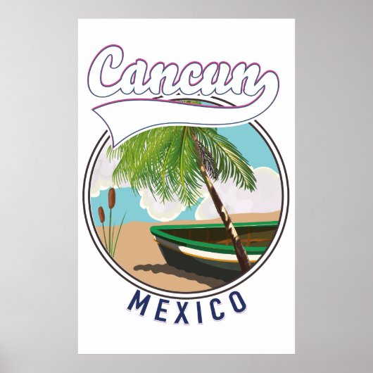 カンクン メキシコ ビーチ 旅行 ロゴ ポスター (正面)