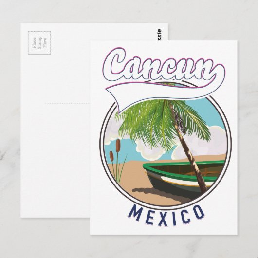 カンクン メキシコ ビーチ 旅行 ロゴ ポストカード (正面/裏面)