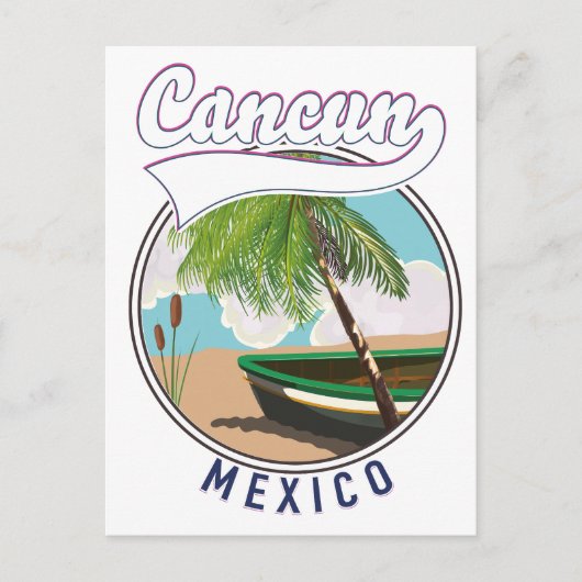 カンクン メキシコ ビーチ 旅行 ロゴ ポストカード (正面)