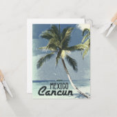カンクン，メキシコ，ヴィンテージトラベルワンダーラストバケーション カード (正面/裏面インサイチュ)