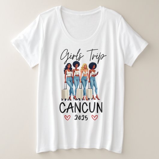 カンクン メキシコ 女性の週末 夏の休暇 2025 プラスサイズTシャツ (デザイン正面)