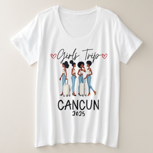カンクン メキシコ 女性の週末 夏の休暇 2025 プラスサイズTシャツ (デザイン正面)