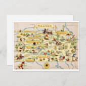 カンザスおもしろいヴィンテージの地図 ポストカード (正面/裏面)