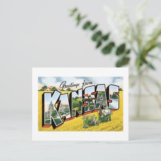 カンザスからのご挨拶!ヴィンテージ ポストカード (スタンド正面)