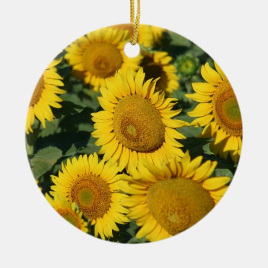 カンザスのかわいらしく黄色いヒマワリの陶磁器のオーナメント セラミックオーナメント (正面)